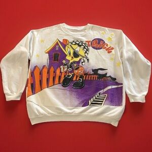 VTG 1996 Warner Bros TRICK OR TREAT Pirate Tweety Bird CrewNeck Glow In Dark! XL